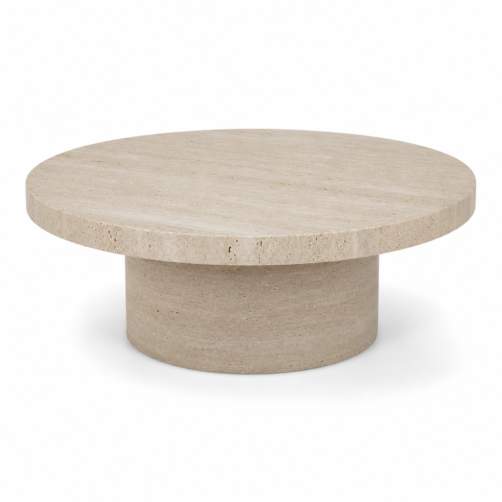 Ronde Salontafel Travertin-look Ø 80 cm