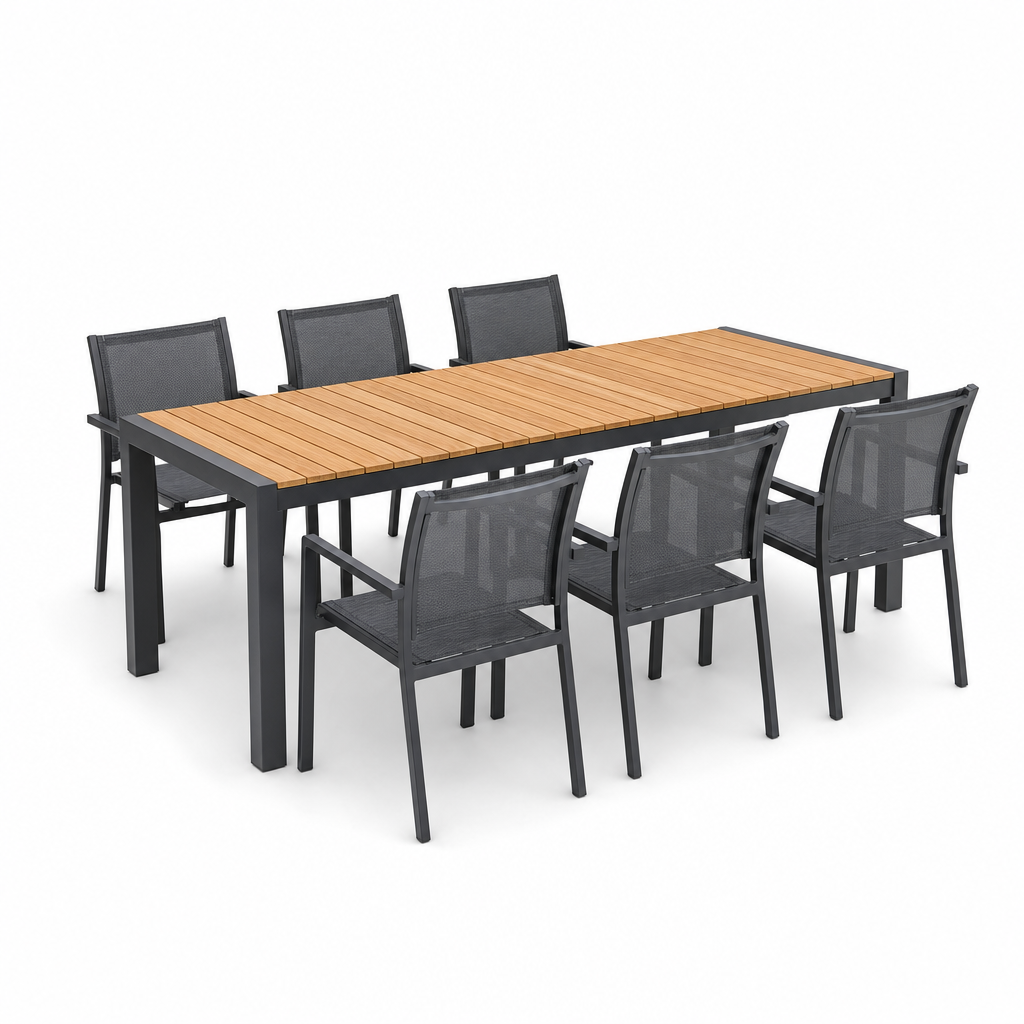 Tuinset Dining 6-persoons Teak & Aluminium