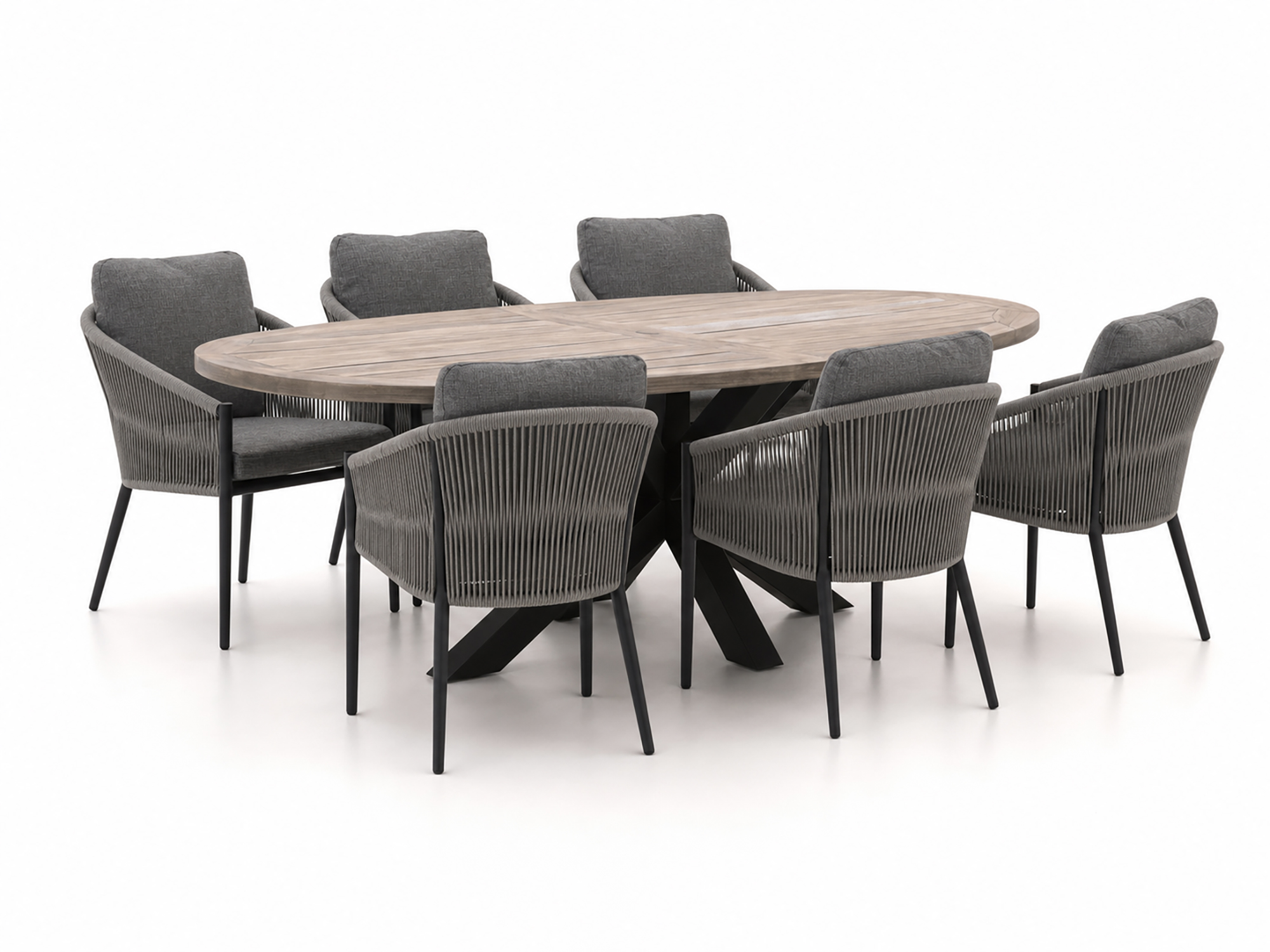 Bellagio Mineo/ROUGH-Y Ellips 240cm dining tuinset 7-delig