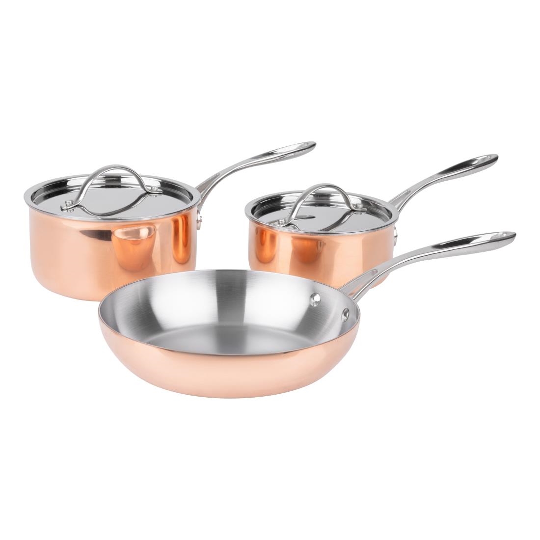 Vogue cook like a pro 3-delige driewandige koperen pannenset